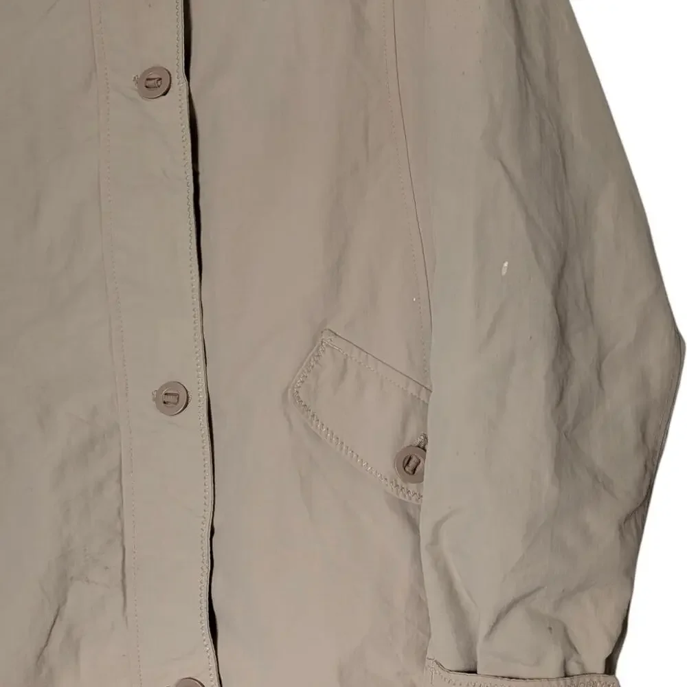 Lands' End Jacket Mens Large 14-16 Tan‎ Khaki Zip Front Button Placket Pockets